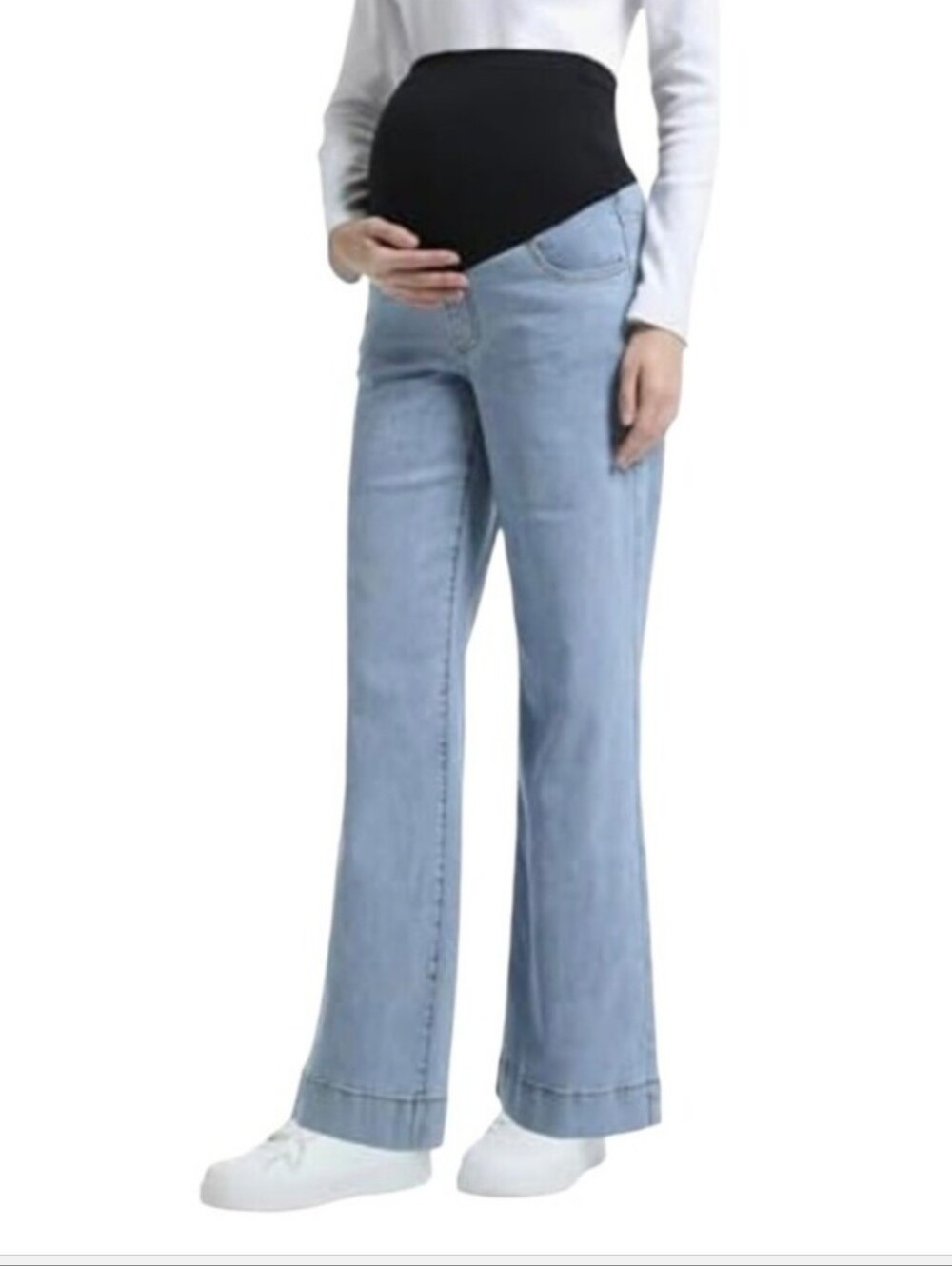 Isabel Maternity Light Blue Maternity Flare Jeans - Stretch Comfort